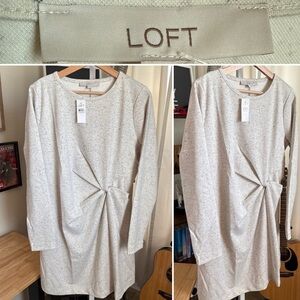 Loft Speckled Long Sleeve Women’s Dress Ivory Size L NWT